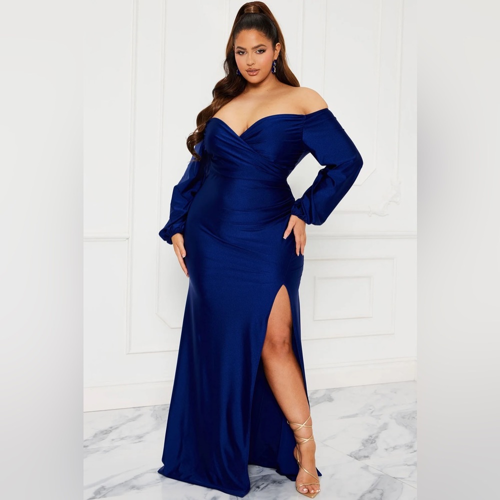 Fashion Nova Royal Blue Long Sleeve Dress
